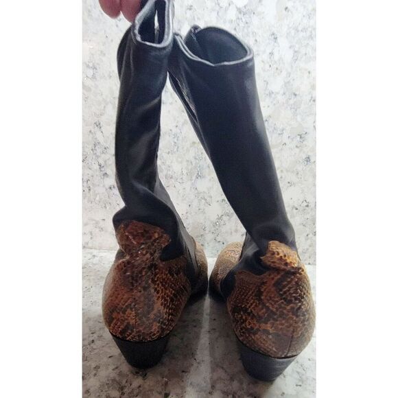 Code West 7 Vintage Women's Leather Brown Black Cowboy Boots Size 7M - Picture 7 of 11